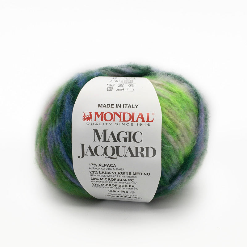 Lana Magic Jacquard "Verde fluo-Erba-Azzurro-Grigio" 928
