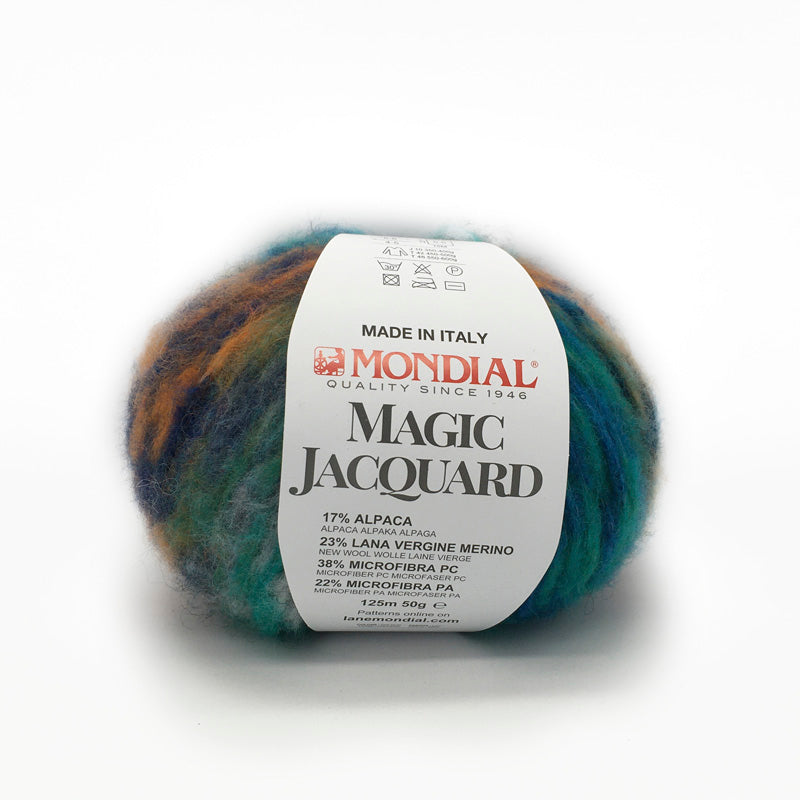 Copia del Lana Magic Jacquard "Blu-Pavone-Arancio-Azzurro" 929