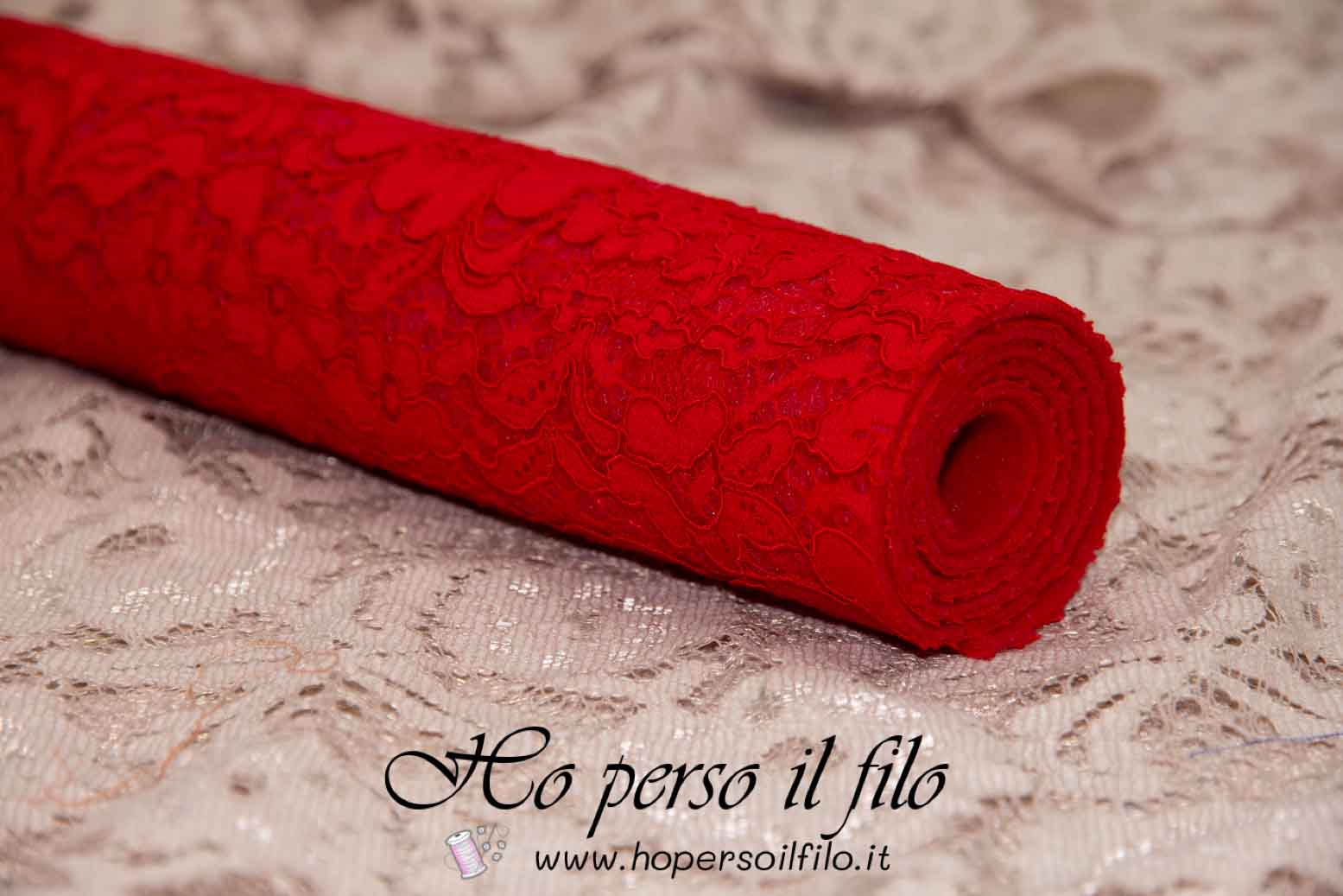 Feltro di lana 2 mm accoppiato con pizzo 50x75 cm