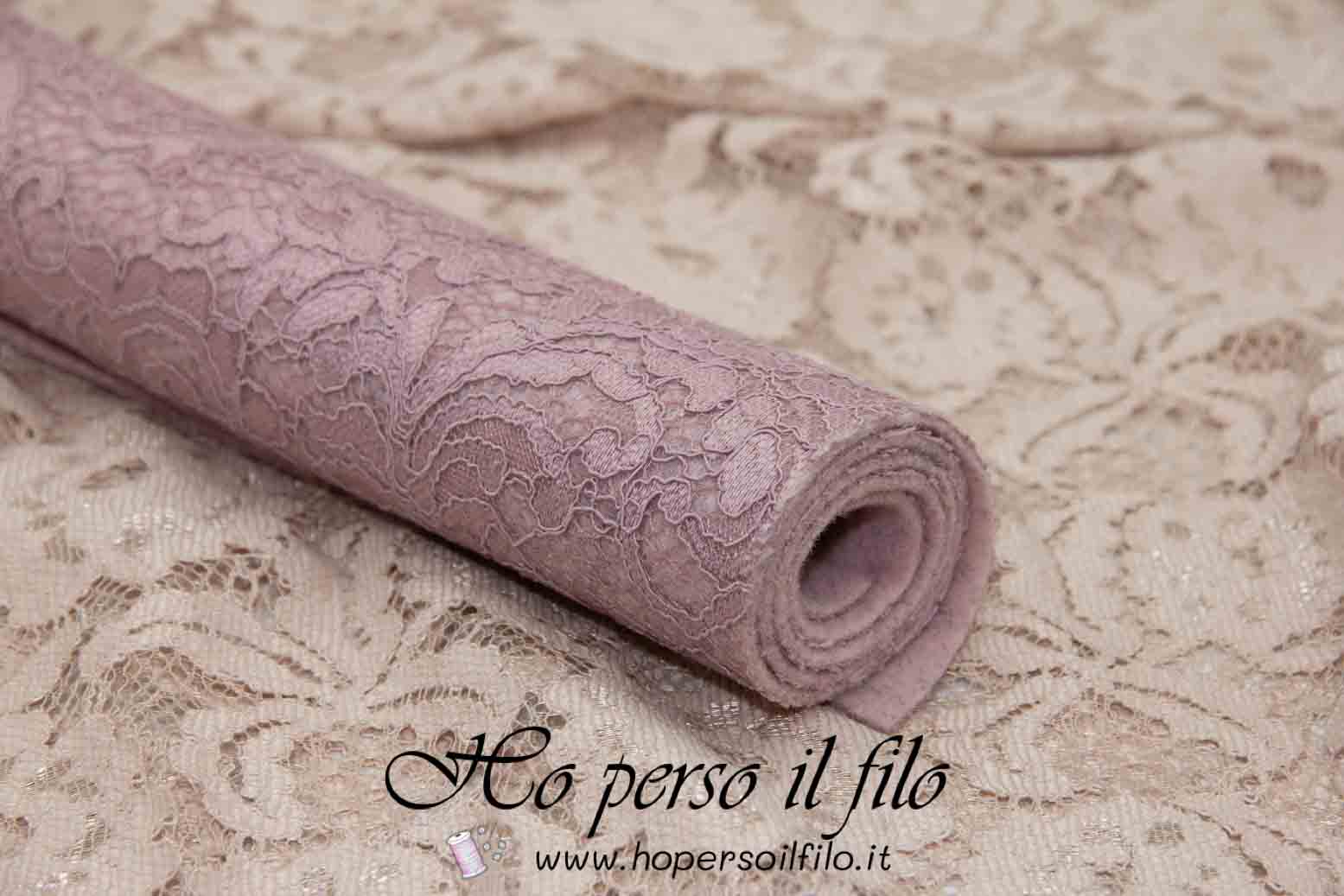 Feltro di lana 2 mm accoppiato con pizzo 50x75 cm