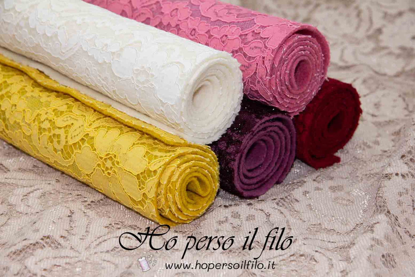 Feltro di lana 2 mm accoppiato con pizzo 50x75 cm
