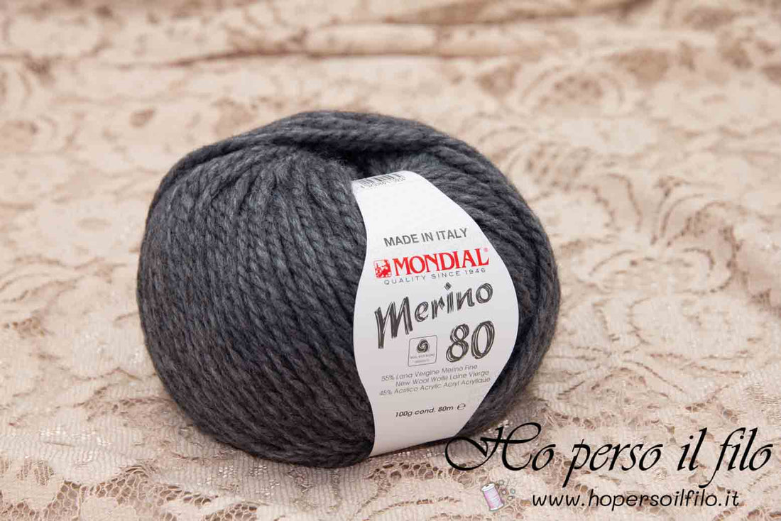 Lana Merino 80 &quot;Melange grigio medio&quot; 702