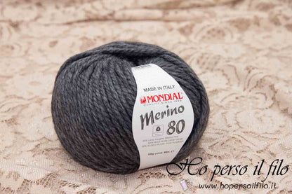 Lana Merino 80 &quot;Melange grigio medio&quot; 702